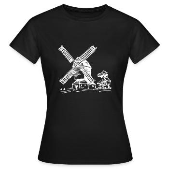 Windmühle Holland Bauwerk Geschenk Mehl Korn Wind - Frauen T-Shirt - Schwarz - Vorne - AI Model Female 172 dark (172cm)
