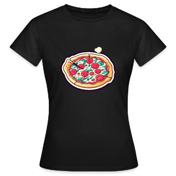 Pizza Slice Zeichnung - Frauen T-Shirt - Schwarz - Vorne - AI Model Female 172 dark (172cm)