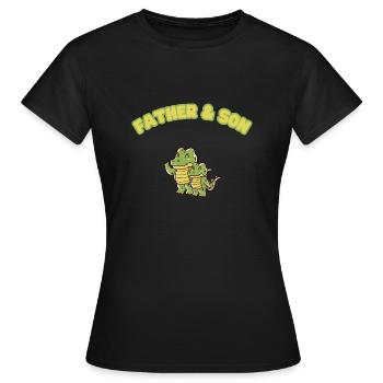 Crocodile Aligator Family Father & Son - Frauen T-Shirt - Schwarz - Vorne - AI Model Female 172 dark (172cm)