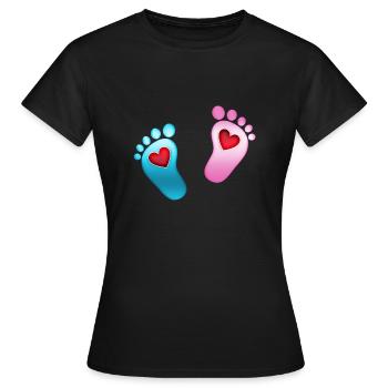 Babyfüße Herz Baby Fußabdruck Mama Mädchen Junge - Frauen T-Shirt - Schwarz - Vorne - AI Model Female 172 dark (172cm)