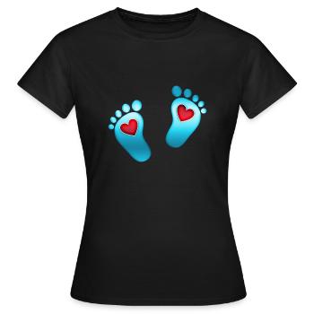 Baby feet heart baby footprint mom boy blue feet - Women's T-Shirt - black - Front - AI Model Female 172 dark (172cm)