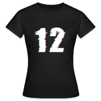 12 Douze Douze Nombre Effet Distordu Nombre - T-shirt Femme - noir - Devant - AI Model Female 172 dark (172cm)