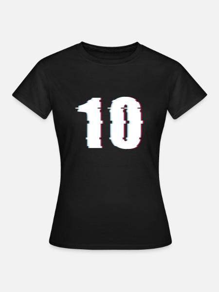 10 Zehn Zahl Effekt Verzerrt Nummer - Frauen T-Shirt - Schwarz