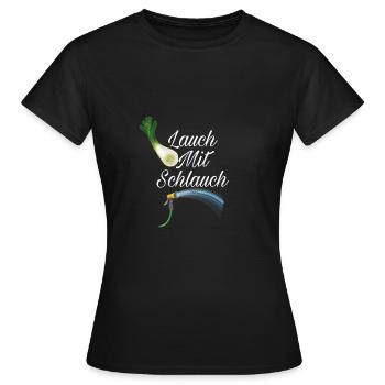 Poireaux avec tuyau, idée cadeau - T-shirt Femme - noir - Devant - AI Model Female 172 dark (172cm)