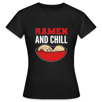 Ramen et Chill Chill Personne Cadeau - T-shirt Femme - noir - Devant - AI Model Female 172 dark (172cm)