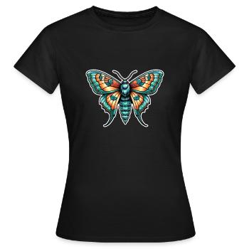 Papillon de nuit Néo Traditionnel - T-shirt Femme - noir - Devant - AI Model Female 172 dark (172cm)