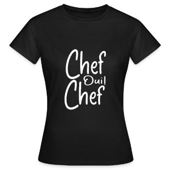Chef Oui Chef - Humour Chef - T-shirt Femme - noir - Devant - AI Model Female 172 dark (172cm)