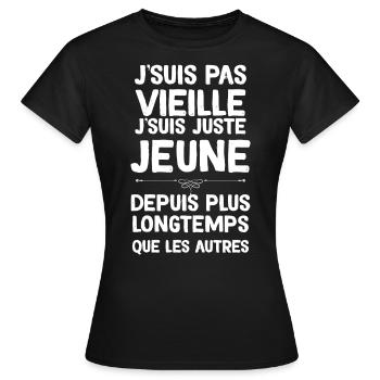 Femme Retraité Citation Drôle Mamie Maman - T-shirt Femme - noir - Devant - AI Model Female 172 dark (172cm)