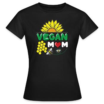 Vegan Mom Sonnenblume Bienen Herz - Frauen T-Shirt - Schwarz - Vorne - AI Model Female 172 dark (172cm)