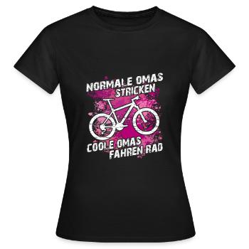 Coole Oma fährt Fahrrad lustiger Omaspruch - Frauen T-Shirt - Schwarz - Vorne - AI Model Female 172 dark (172cm)