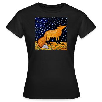 Fuchs unter einem Sternenhimmel - Frauen T-Shirt - Schwarz - Vorne - AI Model Female 172 dark (172cm)