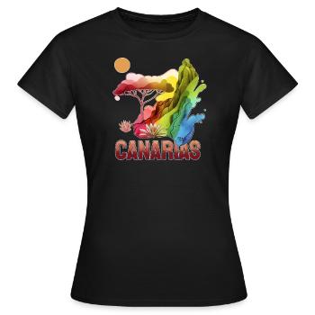 POT-pourri CANARIO Nº1 - T-shirt Femme - noir - Devant - AI Model Female 172 dark (172cm)