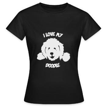 Doodle Goldendoodle Labradoodle Chien - T-shirt Femme - noir - Devant - AI Model Female 172 dark (172cm)