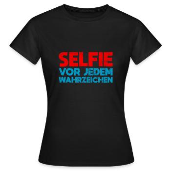 Selfie Vor Jedem Wahrzeichen - Frauen T-Shirt - Schwarz - Vorne - AI Model Female 172 dark (172cm)