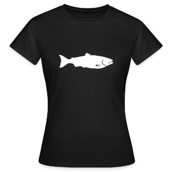 Lachs - Frauen T-Shirt - Schwarz - Vorne - AI Model Female 172 dark (172cm)