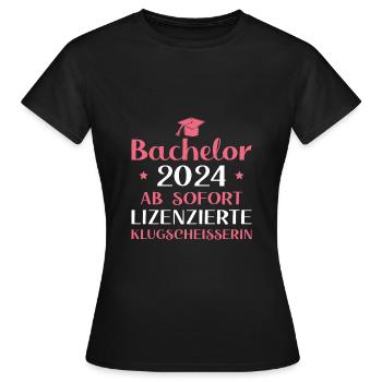 Bachelor Abschluss 2024 Bestandene Bachelorprüfung - Frauen T-Shirt - Schwarz - Vorne - AI Model Female 172 dark (172cm)