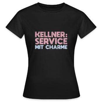 Kellner: Service Mit Charme - Frauen T-Shirt - Schwarz - Vorne - AI Model Female 172 dark (172cm)