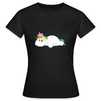 Einhorn Donut Kringel Unicorn Geschenk lustig - Frauen T-Shirt - Schwarz - Vorne - AI Model Female 172 dark (172cm)