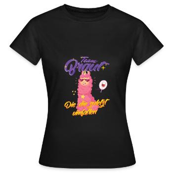 Team Braut Llama Die zuletzt umfallen - Frauen T-Shirt - Schwarz - Vorne - AI Model Female 172 dark (172cm)