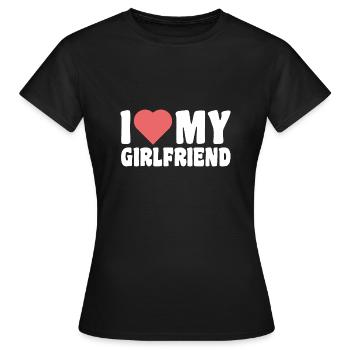 I Love My Girlfriend J'aime Ma Copine St Valentin - T-shirt Femme - noir - Devant - AI Model Female 172 dark (172cm)