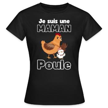 Maman Poule Maternité Famille Enfant Amour Parents - T-shirt Femme - noir - Devant - AI Model Female 172 dark (172cm)