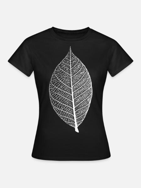 blatt laub leaf baum natur wildnis skelett wald - Frauen T-Shirt - Schwarz