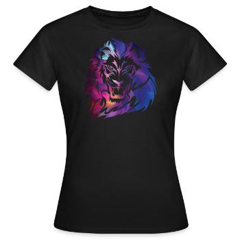 Tête de lion fantaisie crinière - T-shirt Femme - noir - Devant - AI Model Female 172 dark (172cm)