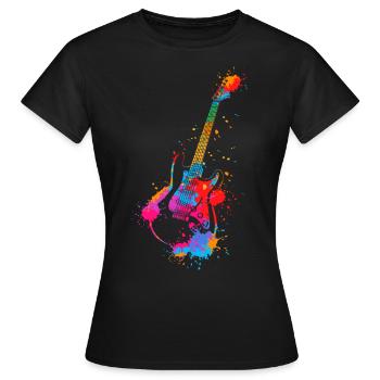 Guitar Splash Colorful Electric Guitarist Music Band - T-shirt Femme - noir - Devant - AI Model Female 172 dark (172cm)