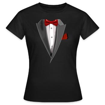 Tuxedo Tie Designs Tux red - Frauen T-Shirt - Schwarz - Vorne - AI Model Female 172 dark (172cm)