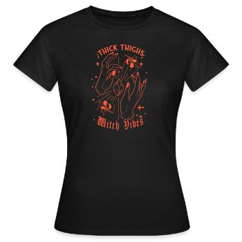 Halloween Sorcière Sorcières Cuisses Épaisses Sorcière Vibes - T-shirt Femme - noir - Devant - AI Model Female 172 dark (172cm)