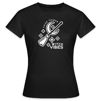 Halloween Sorcière Sorcières Cuisses Épaisses Sorcière Vibes - T-shirt Femme - noir - Devant - AI Model Female 172 dark (172cm)