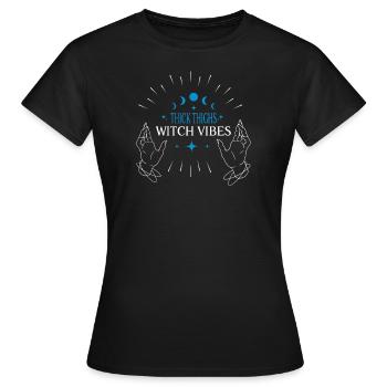 Halloween Sorcière Sorcières Cuisses Épaisses Sorcière Vibes - T-shirt Femme - noir - Devant - AI Model Female 172 dark (172cm)