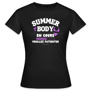 T-shirt Femme Musculation Sport - T-shirt Femme - noir - Devant - AI Model Female 172 dark (172cm)
