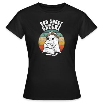 Halloween Humor Lustig Geist Boo Sheet Expert - Frauen T-Shirt - Schwarz - Vorne - AI Model Female 172 dark (172cm)