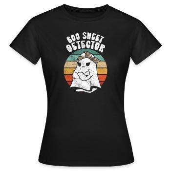 Halloween Humor Lustig Boo Sheet Detector - Frauen T-Shirt - Schwarz - Vorne - AI Model Female 172 dark (172cm)