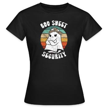 Halloween Humor Lustig Geist Boo Sheet Security - Frauen T-Shirt - Schwarz - Vorne - AI Model Female 172 dark (172cm)