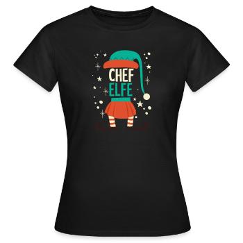 Weihnachten Humor Lustig Chef Elfe - Frauen T-Shirt - Schwarz - Vorne - AI Model Female 172 dark (172cm)