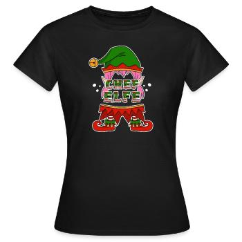 Weihnachten Humor Lustig Chef Elfe - Frauen T-Shirt - Schwarz - Vorne - AI Model Female 172 dark (172cm)
