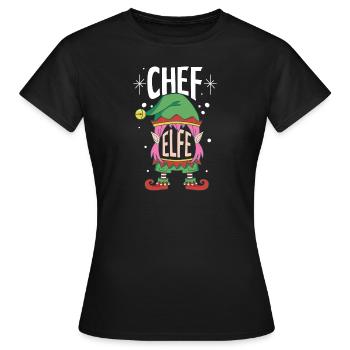Weihnachten Humor Lustig Chef Elfe - Frauen T-Shirt - Schwarz - Vorne - AI Model Female 172 dark (172cm)