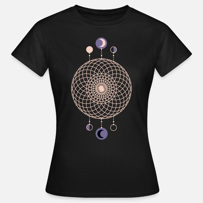Moon Phases Geometric Pattern - Women's T-Shirt - black