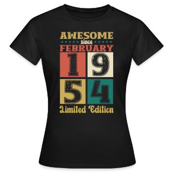 70e anniversaire Génial depuis février Né en 1954 - T-shirt Femme - noir - Devant - AI Model Female 172 dark (172cm)