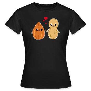 Fell in love with nuts almond peanut couples love - Women's T-Shirt - black - Front - AI Model Female 172 dark (172cm)