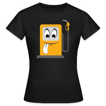 Bande dessinée visage station-service - T-shirt Femme - noir - Devant - AI Model Female 172 dark (172cm)