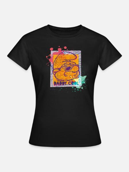The Smurfs Funny Gift Papa Smurf Daddy Cool - Women's T-Shirt - black