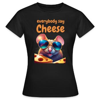 everybody say cheese - Frauen T-Shirt - Schwarz - Vorne - AI Model Female 172 dark (172cm)