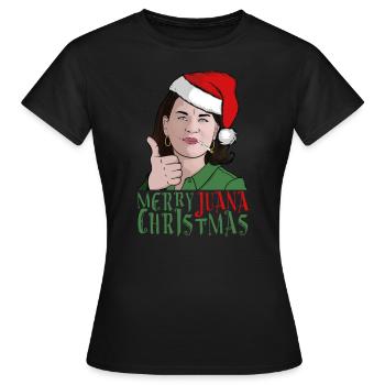 Merryjuana Christmas - Baerbock Stoner Weed Xmas - Frauen T-Shirt - Schwarz - Vorne - AI Model Female 172 dark (172cm)