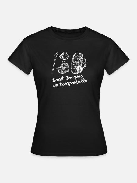 Camino de Santaigo. Chemin de Compostelle, T-shirt Ultreia - T-shirt Femme - noir