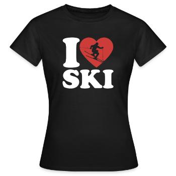 J’aime le ski, l’après-ski, les sports d’hiver, le cœur - T-shirt Femme - noir - Devant - AI Model Female 172 dark (172cm)