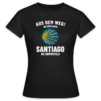 Aus dem Weg Ich muss nach Santiago - Pilgern - Frauen T-Shirt - Schwarz - Vorne - AI Model Female 172 dark (172cm)