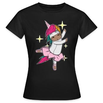 Ballet Ballerina Girl Dancer Unicorn - Women's T-Shirt - black - Front - AI Model Female 172 dark (172cm)